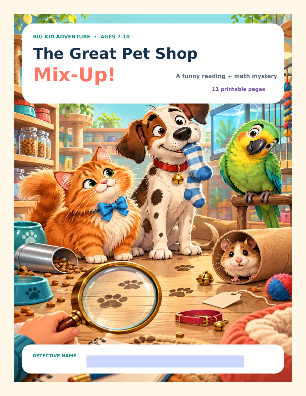 The Great Pet Shop Mix-Up printable mystery for ages 7 to 10