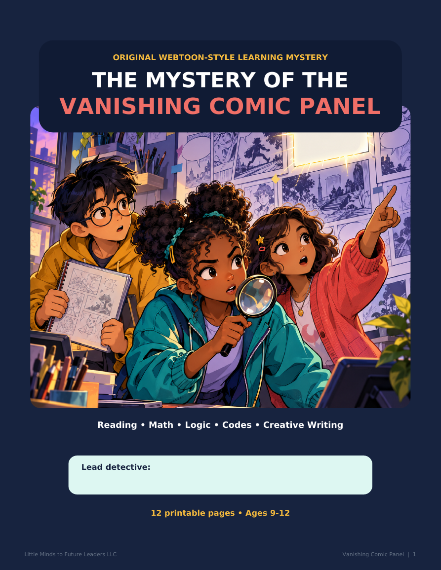 The Mystery of the Vanishing Comic Panel printable mystery for ages 9 to 12
